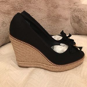 Tory Burch Black Espadrilles with Gold Accents